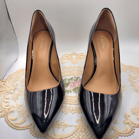 Calvin Klein Gayle Black Patent Leather Pumps Size 10 - Picture 3 of 4